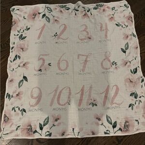 Pottery Barn Kids Pink Floral Milestone Blanket